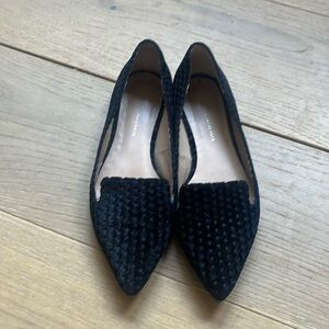 Anthropologie black velvet pointed toe flats size 6